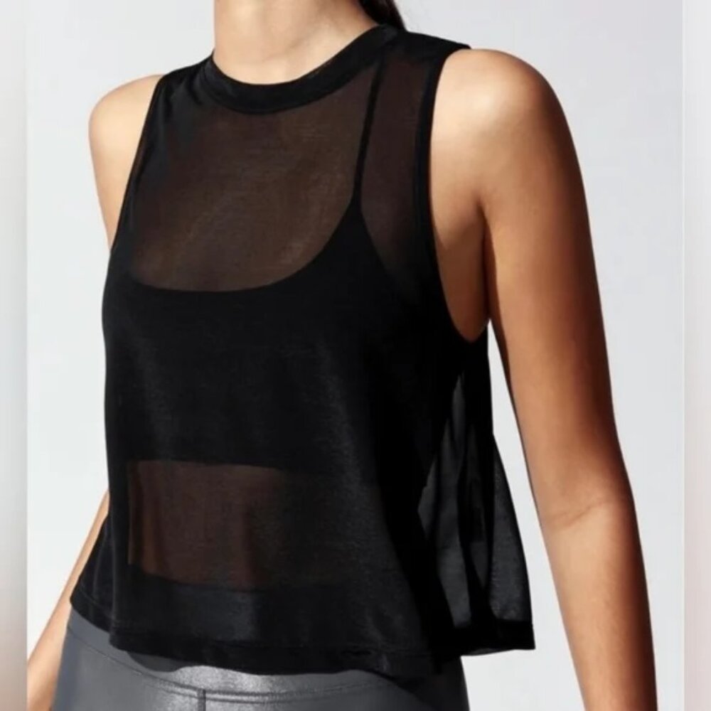 Carbon38 Sheer Black Cropped Tank